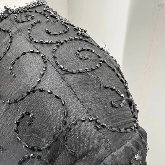 Laurence Kazar Jacket 3X silk beaded 1980's Paris New York black women's Vintage - Picture 7 of 12